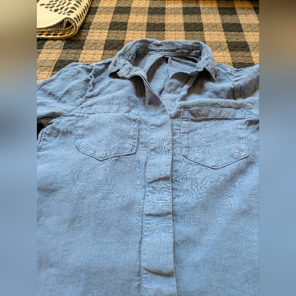 Linen Blue Button Down, S - Picture 8 of 14